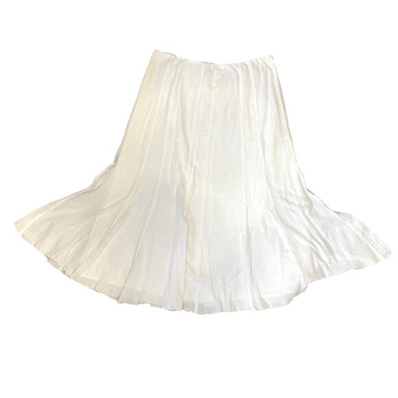 Y2K Dress Barn White Cotton Fairy Core Boho Whimsy Coquette Flare Fishtail Skirt - Picture 10 of 12